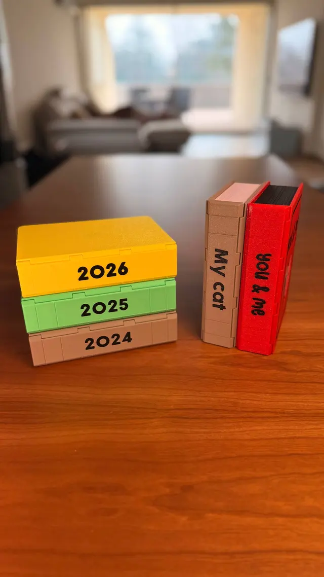 Three Love Books stacked with different years on the spine