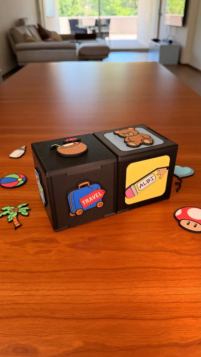 Two cubes stuck together with magnets