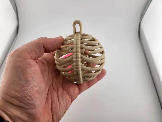 Rib cage Christmas bauble with a pink heart, view 5