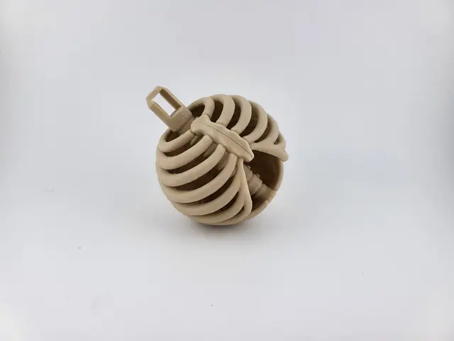 Bone-coloured rib cage Christmas bauble, view 3