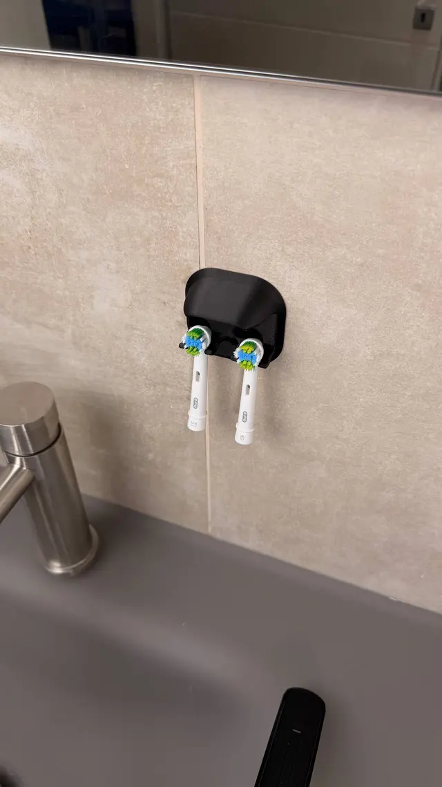 The brush head holder with two electric toothbrush heads